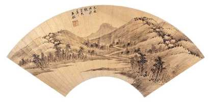 王鉴（款） 己酉（1669年）作 富春山色图 扇面